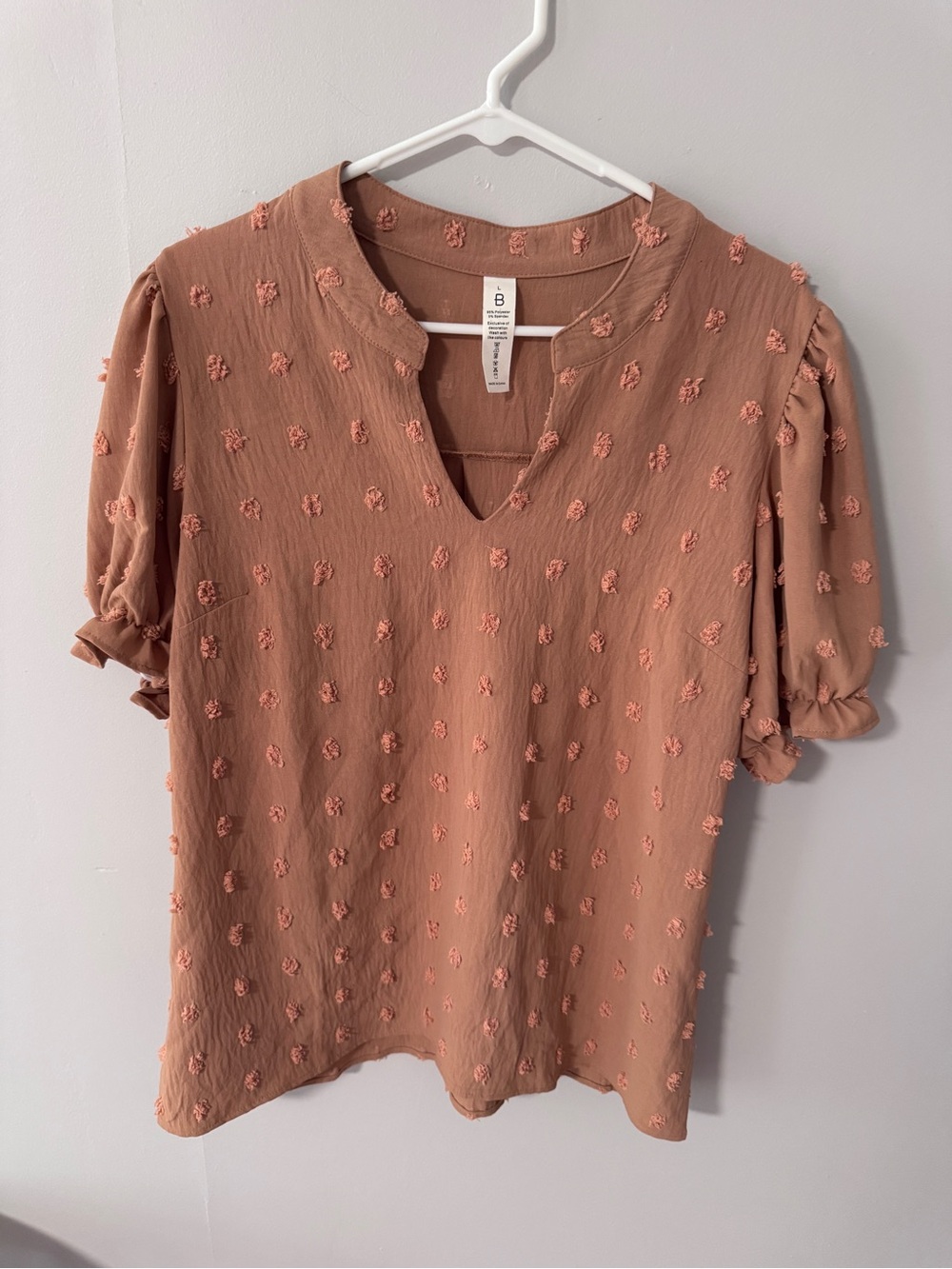 Women's Textured Split-Neck Blouse - orange